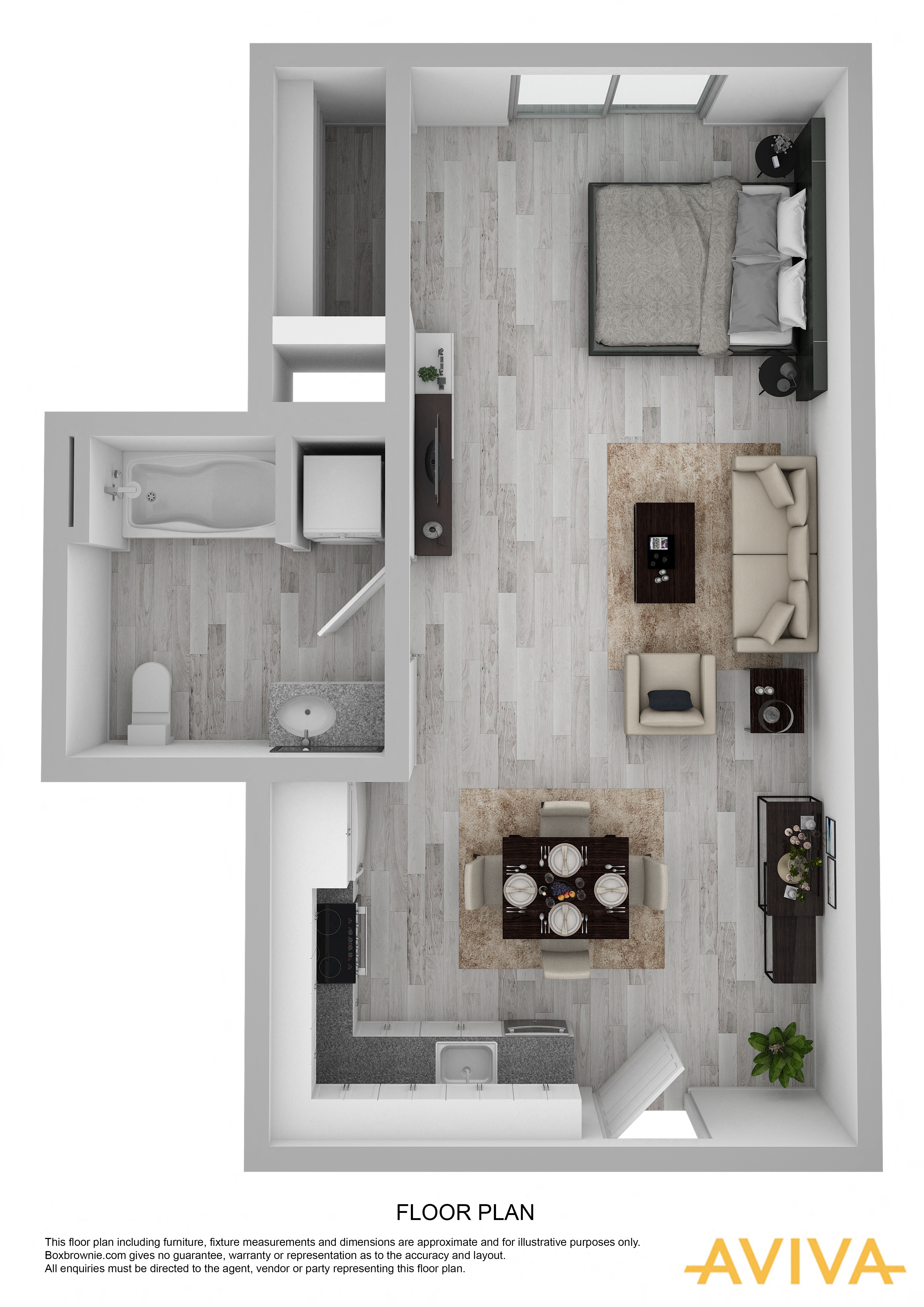 Floor plan for studio, 1 bath, 476 sqft